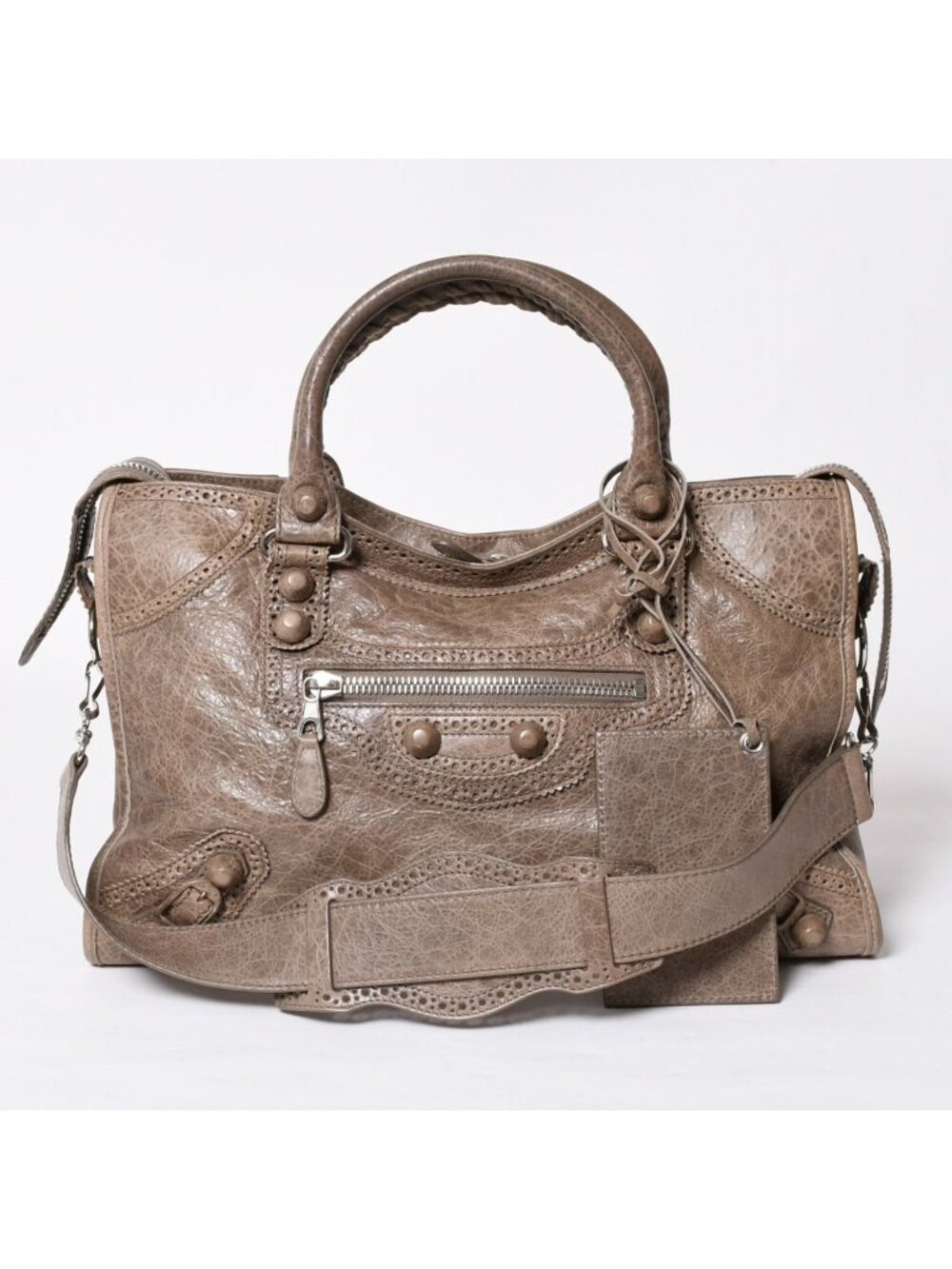 Balenciaga Giant Broads City 2-Way Handbag Shoulder Silver